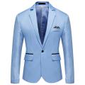 【Nightmaree】Stylish Men Blazer Temperament Wedding Blazer Solid Color Good Touch Slim Fit Suit Coat One Button. 