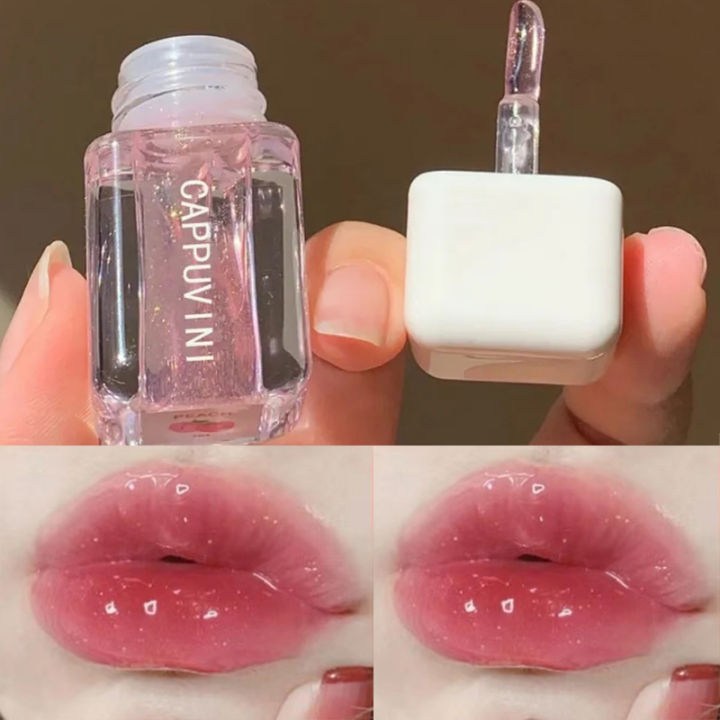 Mirror Water Lip Gloss Tubes Transparent Glass Plump Lip Oil Waterproof Nude Brown Liquid Lipstick Tint Makeup Korean Cosmetics