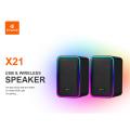 Kisonli X21 Gaming Speakers Multimedia RGB Heavy Duty Portable Bluetooth Subwoofer Speaker USB DC 5V/1-2A 20 Watt Speaker.