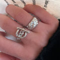 2024 Trendy Cut-Out Ot Buckle Styling Chunky Rings Fashion Jewelry Silver Rings Wedding Ring Set for Women And Men. 