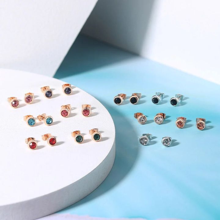 Simple%20Green%20Crystal%20OL%20Style%20Rose%20Gold%20Color%20Stud%20Earrings%20Colorful%20Gift%20For%20Women%20and%20Men%20Top%20Quality%20ZYE633%20-%20Image%204