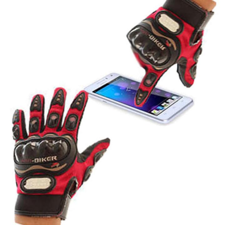 Motorcycle pro-biker Hand gloves full finger for biker. screen touch Red