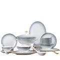 Jingdezhen Bone Dishes, Cutlery Gold Border Porcelain Bowls, Nordic Household Dining Plate Bowl Set, Underglaze Color Gift Ceramics.