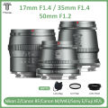 TTArtisan 17mm F1.4 35mm F1.4 50mm F1.2 APS-C manuel odak titanyum gri portre fotoğrafçılığı Lens için Sony E Fuji X Canon M M43.
