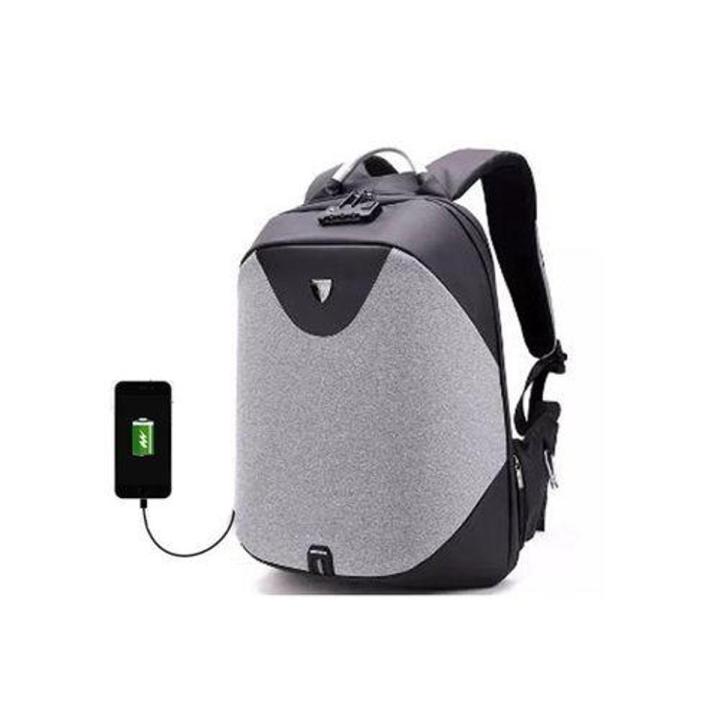 Water Resistant Anti Theft Hidden Zipper Backpack - Black and Grey