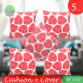 Cotton Cover With Pillow, Red, (18"x18"), Set of 5. 