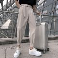Korean Fashion Casual Suit Pants 2023 Spring New Men Slim Fit Classic Harem Pants Simple Wild Vintage Loose Solid Black Trousers. 