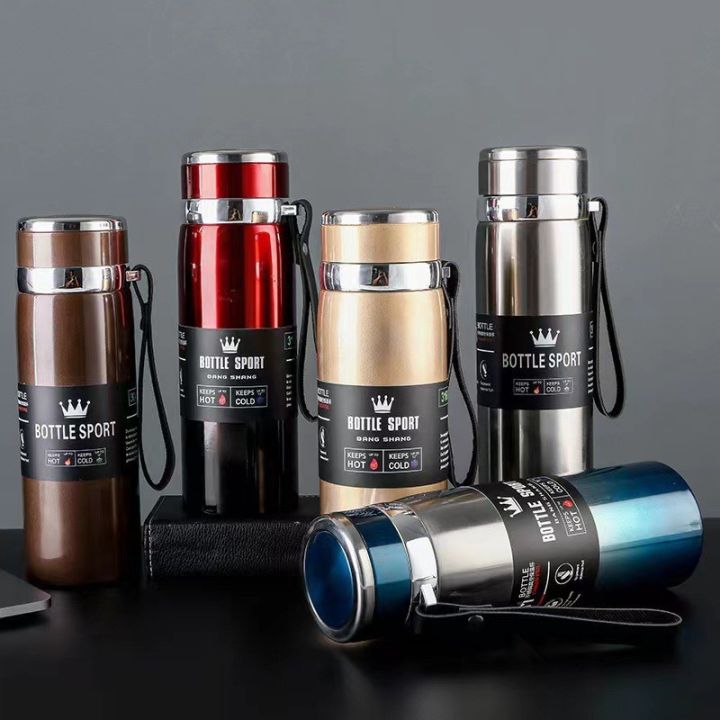 1000ML Large Capacity Stainless Steel Thermos Portable Vacuum Flask Insulated Tumbler with Rope Thermal Bottle Drinkware