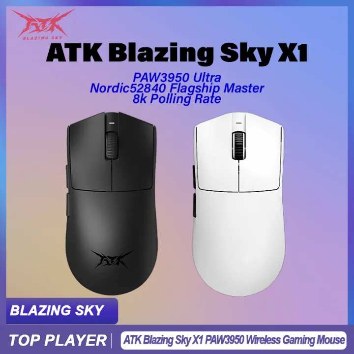 AKT Blazing Sky X1 Wireless Mouse PAW3950 Ultra 750IPS 8k PollingRate Lightweight Customized Adjustable DPI FPS MOBE Gaming Mice