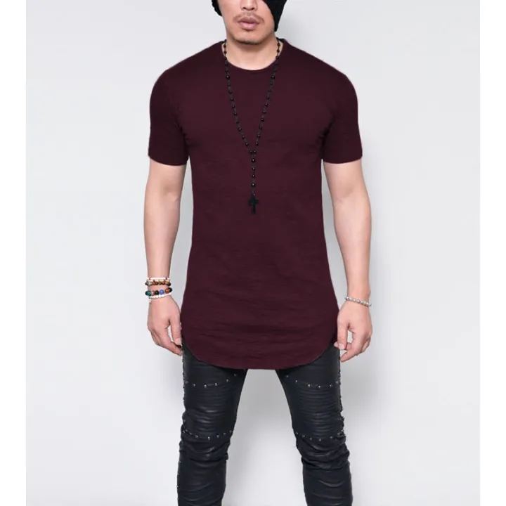 Men's%20T%20Shirt%20Round%20Neck%20Solid-colored%20T-shirt%20for%20Male%20Round-neck%20Medium%20and%20Long%20Section%20Tops%20Tshirt%20-%20Image%202