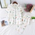100% Cotton Women's Sleepwear Soft Pajama Sets on Down Long Sleeve Pj Floral Pajama Set Autumn Female Pyjamas.