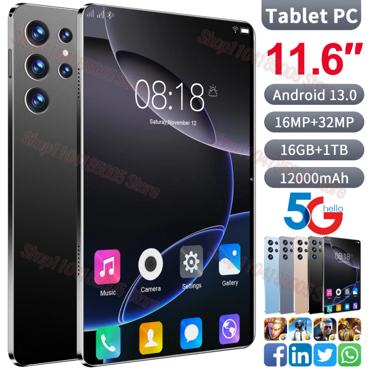 NEW 2025 Tablet 11.6 Inch Android 13 Tablets, 16GB RAM 1TB ROM, 12000mAh Battery 10 Core IPS HD Touch Screen Tablets