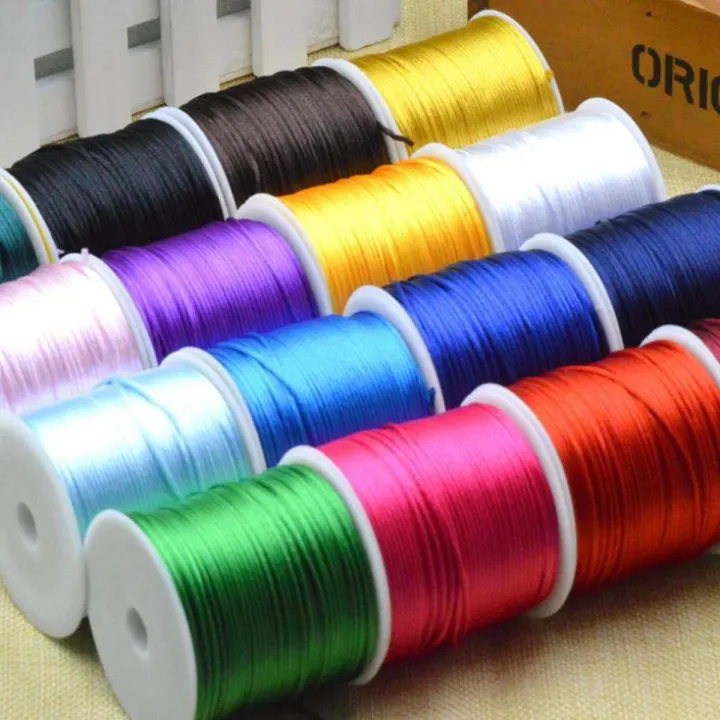 50M 1.5mm Satin Nylon Cord Knotting Beading String Bracelet Macrame Rattail Rope Jewelry Findings DIY