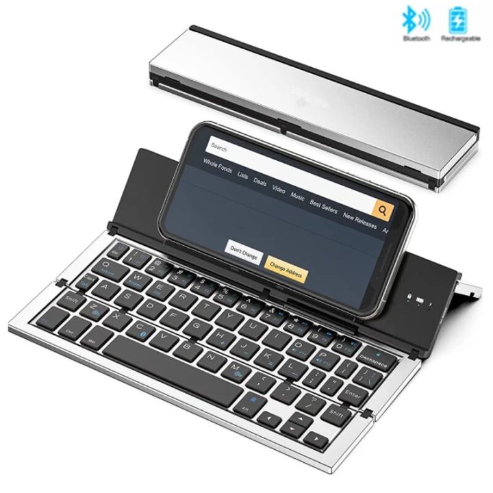 Jomaa Folding Keyboard Bluetooth Foldable Wireless Keyboard Pocket Size Rechargeable Keyboard for iPhone iPad Tablet Laptops