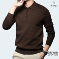 GoodMan Premium Quality Coffee Color Full Sleeve Zipper Polo Sweater for Men.. 