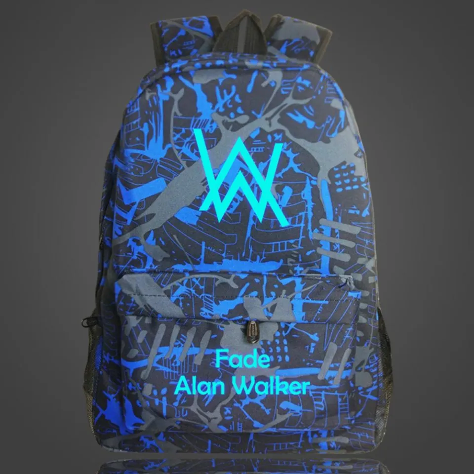 alan walker faded canvas backpack fade shoulder leather bag vintage Alan Walker Faded Student Night Luminous Backpack School Bag Laptop Bag  Outdoor Travel Kids Backpack