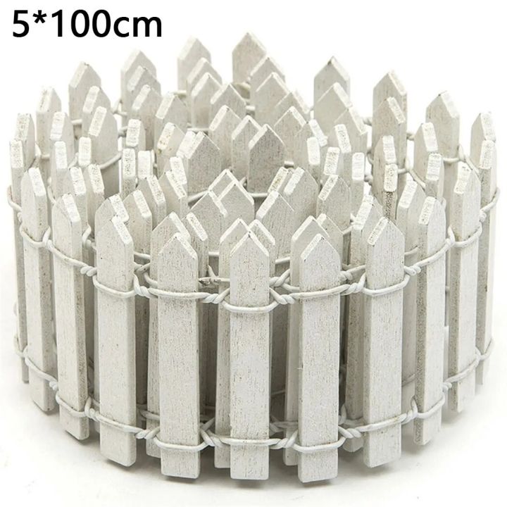 5x100cm Mini Wooden Fence Miniature DIY Fairy Garden Accessories Wood Barrier Dollhouse Showcase Craft Home Terrarium Decoration