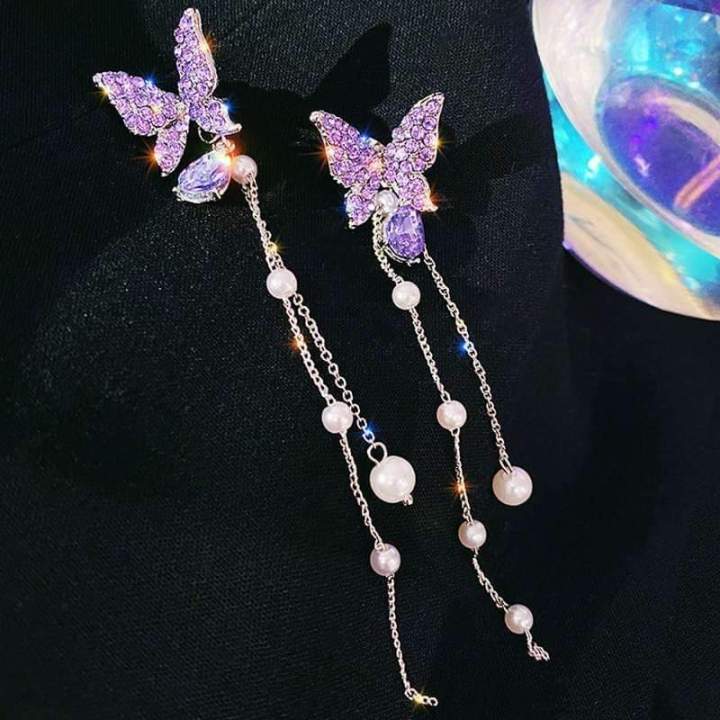Trendy%20Korean%20Fashionable%20Crystal%20Butterfly%20Dangle%20Earrings%20Tassel%20Elegant%20Female%20Pearl%20Earings%20for%20Women%20Girl%20Party%20&%20Woman%20-%20Image%204