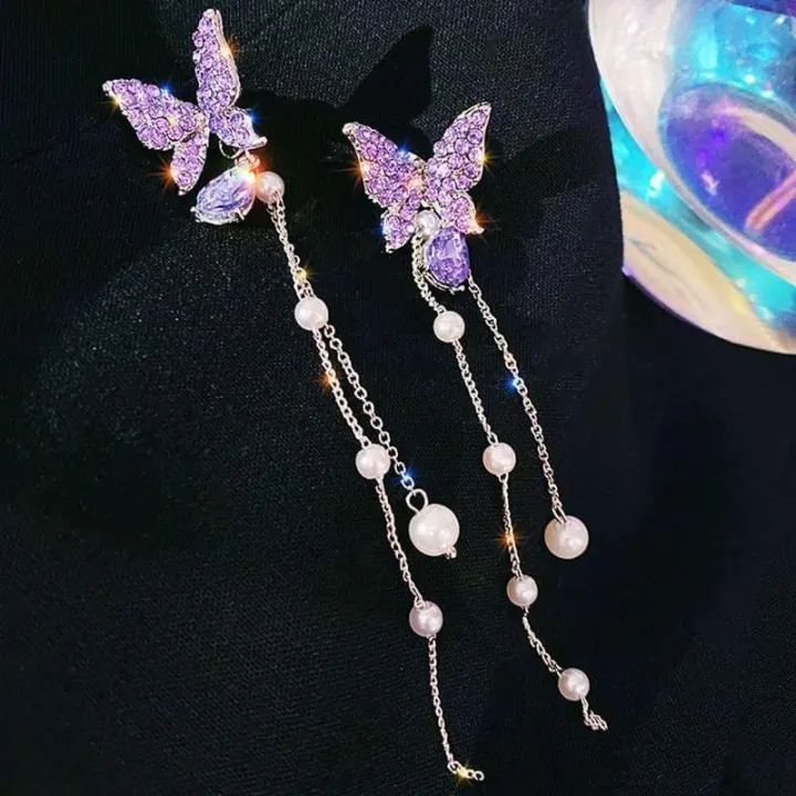 Trendy%20Korean%20Fashionable%20Crystal%20Butterfly%20Dangle%20Earrings%20Tassel%20Elegant%20Female%20Pearl%20Earings%20for%20Women%20Girl%20Party%20&%20Woman%20-%20Image%204
