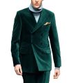 Red Green Velvet Men‘s Suits Costume Homme Double Breasted Peak Lapel Tuxedo Slim Fit 2Pcs Groom Blazer Trousers Terno Masuclino. 