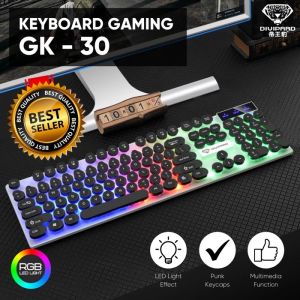 Bilashmart [[GD]Wired Mechanical Keyboard 104 Keys Punk Plating Suspension Translucent Character Round Keycaps Blue Switch Gaming Keyboard