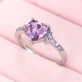Fashion Purple Heart Cubic Zircon Rings for Women Unique Wedding Engagement Accessories Fancy Lady Gift Romantic Trendy Jewelry.