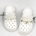 Cute Bear Acrylic croc Chain Pearl jibitz Chain Set for Women DIY Shoe Charms Pin Accessories Decorations. 
