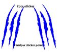 2 pcs monster  claw scratches sticker for headlight  -Blue. 