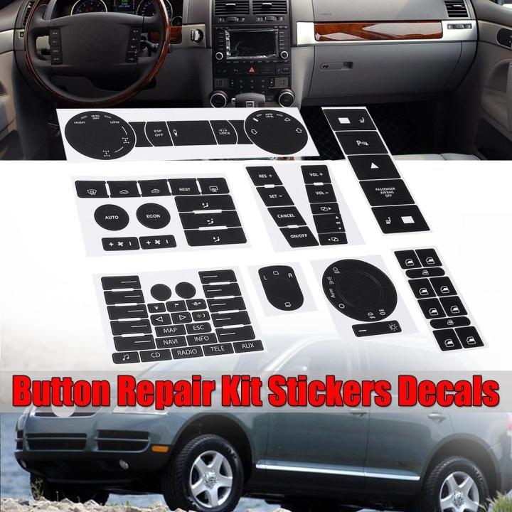 Radio Climate Headlight Window Switch Button Repair Decal Sticker For VW Touareg