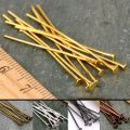 100-200pcs/bag 20 25 30 40 50 60 70 mm Flat Head Pins Metal Heads Eye Pin Gold/Copper/Rhodium Headpins For Jewelry Findings Making DIY Supplies. 