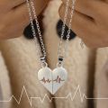 Fashion Magnetic Heart Shape Necklace Sweet Romantic Electrocardiogram Pendant Necklace Love Couple Necklace for Women Girls Jewelry Valentine's Day Gift. 