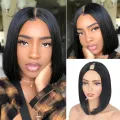 12-30inch Syntehtic Kinky Straight V Part Wig for Black Women Long U Shape Glueluss No Leave Out U Part Wigs for Daily Use(1B). 