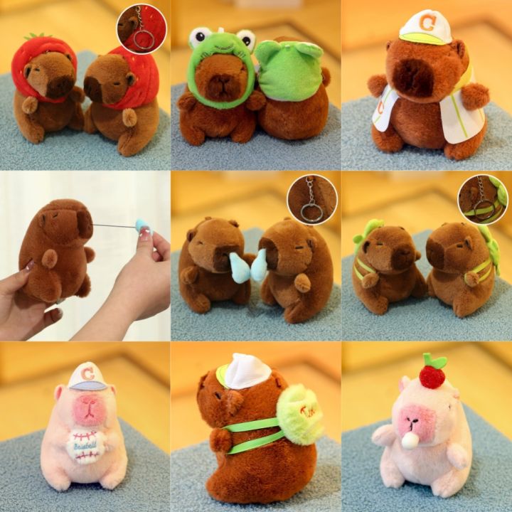 GC Capybara Plush Toy Strawberry Hat Simulation Turtle Backpack Capybara Plush Animal Dolls Birthday Gift For Boys And Girls
