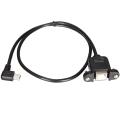 Mini USB 5 Pin Male Left Angeled to USB 2.0 B Female Printer Panel Mount Cable. 