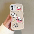 Hontinga for Vivo Y02 Y02A Y02T Back Cover Cute Panda Pattern Luxury Phone Cover Soft Silicone Macaron Wave Mobile Case.