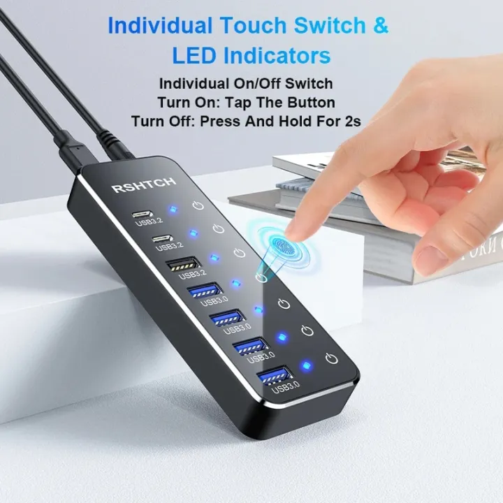 RSHTECH%20Powered%20USB%20Hub%203.2%20USB%20C%20Splitter%2010Gbps%20Data%20Hub%20with%20Individual%20Touch%20On/Off%20Switches%20USB%20Extension%20for%20MacBook%20Mac%20-%20Image%204