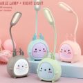Cute Cartoon LED Reading Lamp Three-Speed Dimming USB Charging Reading Desk Lamp Sleeping Eye Protection Student Night Light.