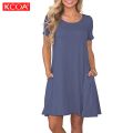 Ladies Short Sleeve Casual Knee Length Women's Dresses. 