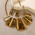 European and American New Fashion Vintage Leopard Print Necklace Alloy Exaggerated Earrings and Necklace Set Ornament Women. 