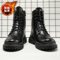 Chelsea Martin Boots Men's 2023 New Cargo Boots Non-slip Waterproof Cotton Boots Mid-Barrel British Leather Shoes Biker Boots Men. 