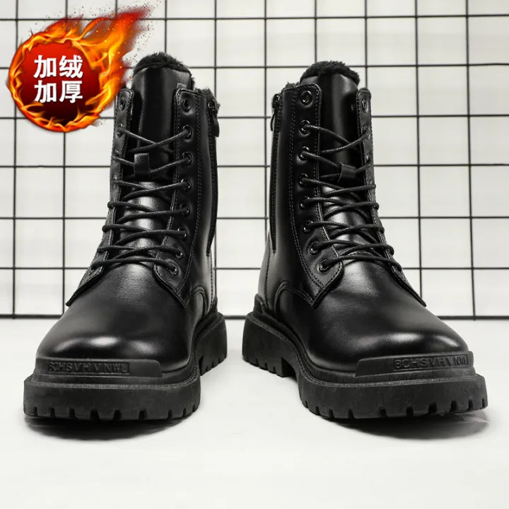 Chelsea%20Martin%20Boots%20Men's%202023%20New%20Cargo%20Boots%20Non-slip%20Waterproof%20Cotton%20Boots%20Mid-Barrel%20British%20Leather%20Shoes%20Biker%20Boots%20Men%20-%20Image%203