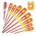 9 Piece 1000V Insulated Electrician Screwdrivers Set with Magnetic Tips and 1 Test Pen Electrical Screwdriver Set. 