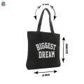 TAG Lifestyle Canvas Tote Bag/Exclusive BIGGEST DREAM Design Black Color for girls For University/College/Trendy Fashionable Women.