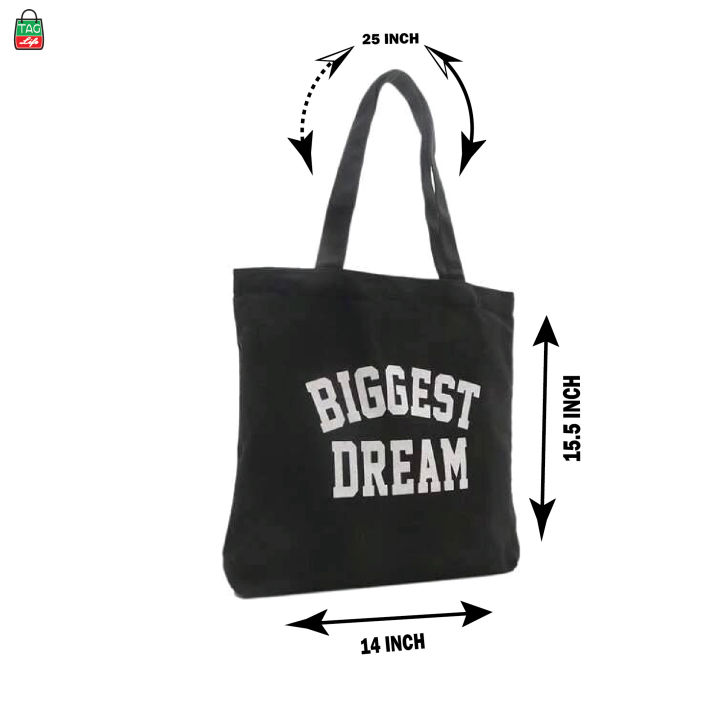 TAG%20Lifestyle%20Canvas%20Tote%20Bag/Exclusive%20BIGGEST%20DREAM%20Design%20Black%20Color%20for%20girls%20For%20University/College/Trendy%20Fashionable%20Women%20-%20Image%208