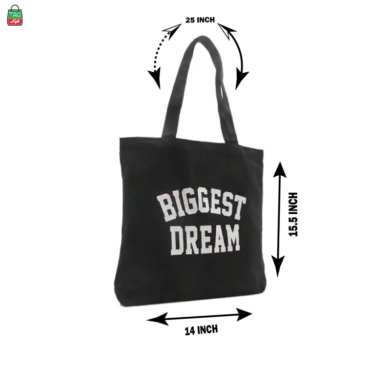 TAG%20Lifestyle%20Canvas%20Tote%20Bag/Exclusive%20BIGGEST%20DREAM%20Design%20Black%20Color%20for%20girls%20For%20University/College/Trendy%20Fashionable%20Women%20-%20Image%208