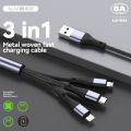 LVEIO LD-D61 3 In 1 6A Fast Charging Cable. 