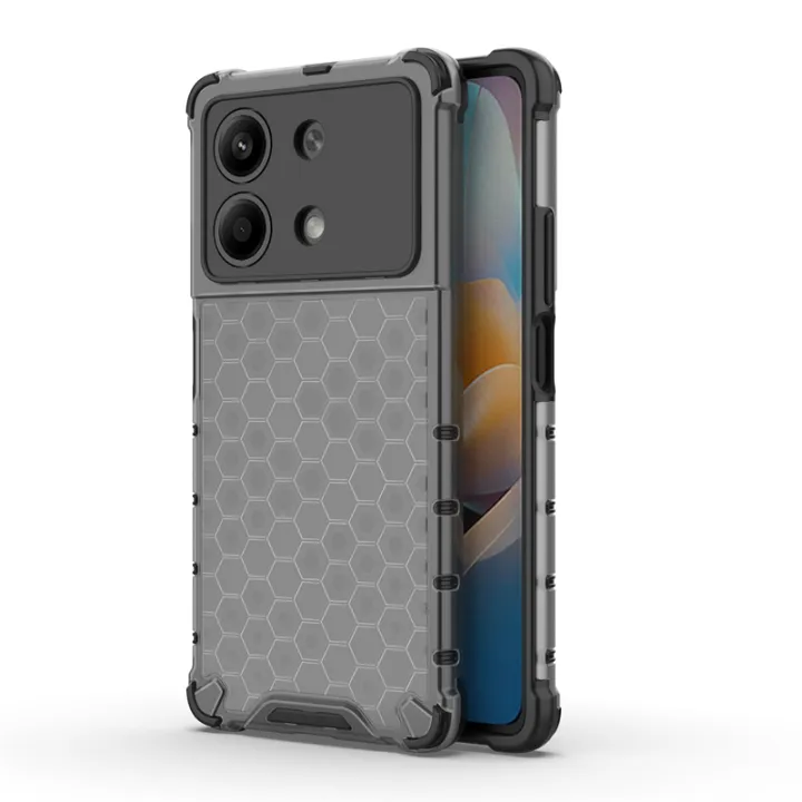 Case For Xiaomi Poco X6 Neo 5G Transparent Honeycomb , [Anti-Scratch Hard PC Back Back + Soft TPU Bumper]  Shockproof Cover Xiaomi Poco X6 Neo 5G