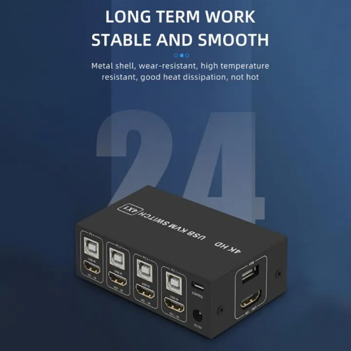 Multifunction%204K%20USB%20KVM%20Switch%20Box%204%20Ports%204K%20HDMI-%20USB%20KVM%20Switch%20Box%20Support%20PC%20Printer%20Wireless%20Keyboard%20Mouse%20Switcher-Style%202%20-%20Image%204