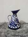 Metal flower vase.white,blue combo,acrylic painting on white vase easily can suit your wagon,living room,office etc decoration.measurment 10" long.( price without flower).