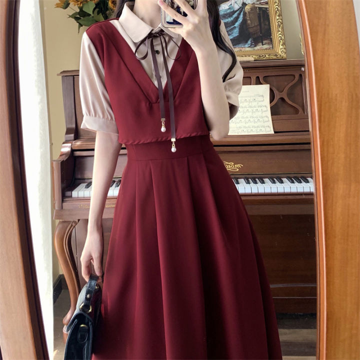 %E3%80%90The-Best%E3%80%91%20A-line%20Simple%20Two-piece%20Dress%20Korean%20Fashion%20Preppy%20Style%20Summer%20Maxi%20Dress%20-%20Image%203